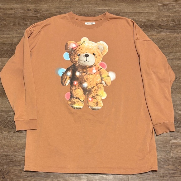 Grayson Threads Tops - oversized brown christmas bear crewneck